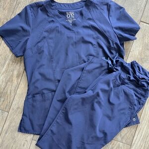 Barco  One Uniforms Navy Blue Scrub Set Top Bottoms Pants Sz Medium Tall Large